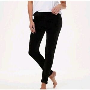 Cuddl Duds Black Double Plush Velour Velvet Leggings with Elastic Waistband